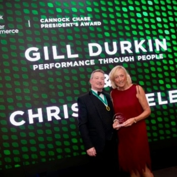 Cannock Chase Chamber president awards Gill Durkin of PTP